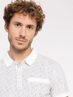 Polo motif fleur 100% coton homme