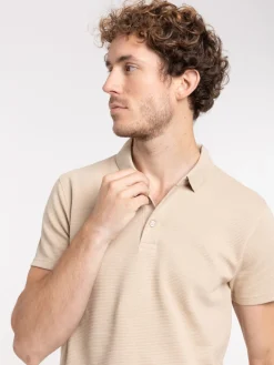 Polo rayures fines coloris sable homme
