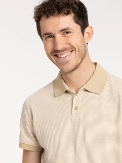 Polo rayures fines coloris desert homme
