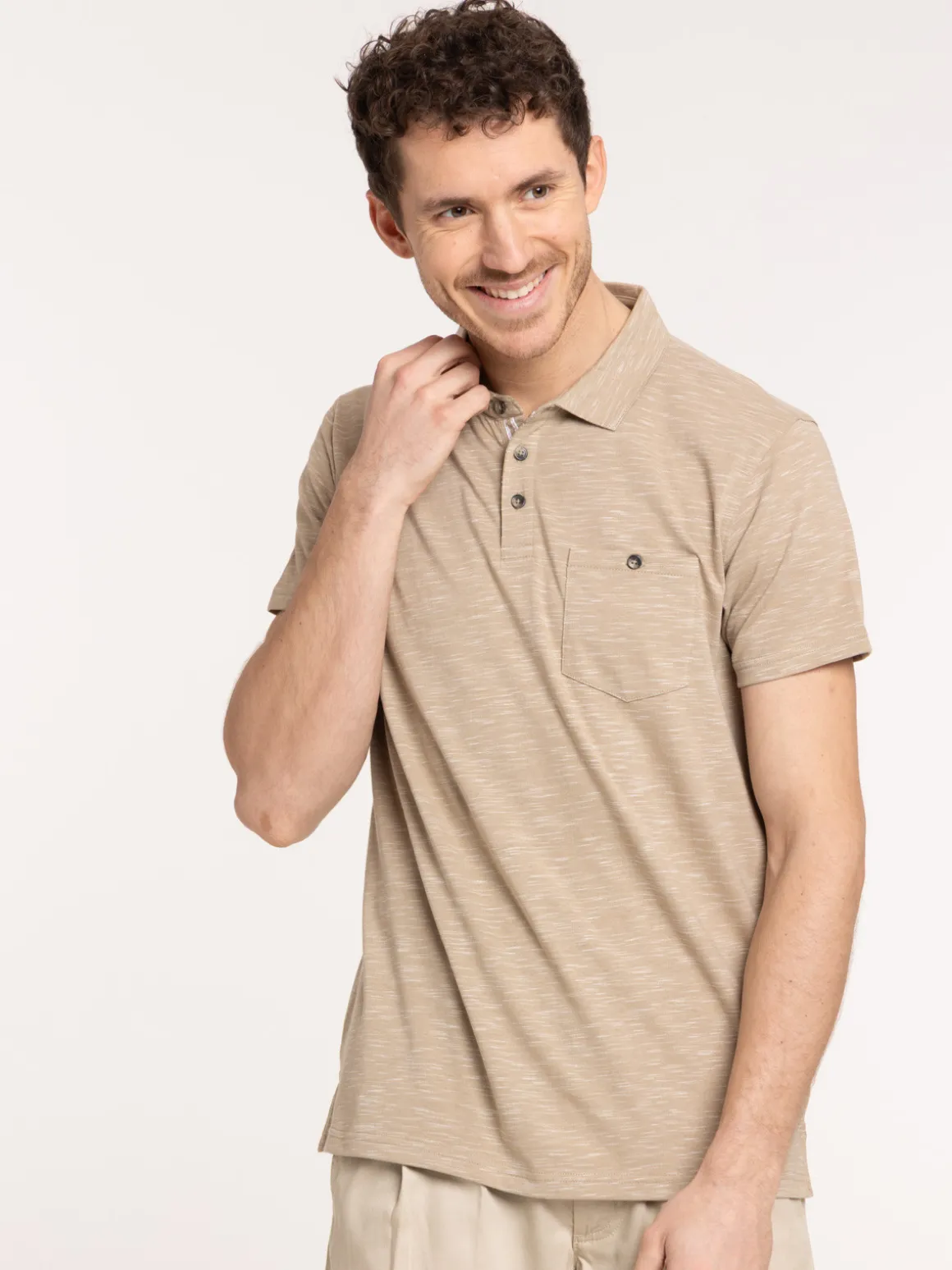 Polo taupe grisé homme