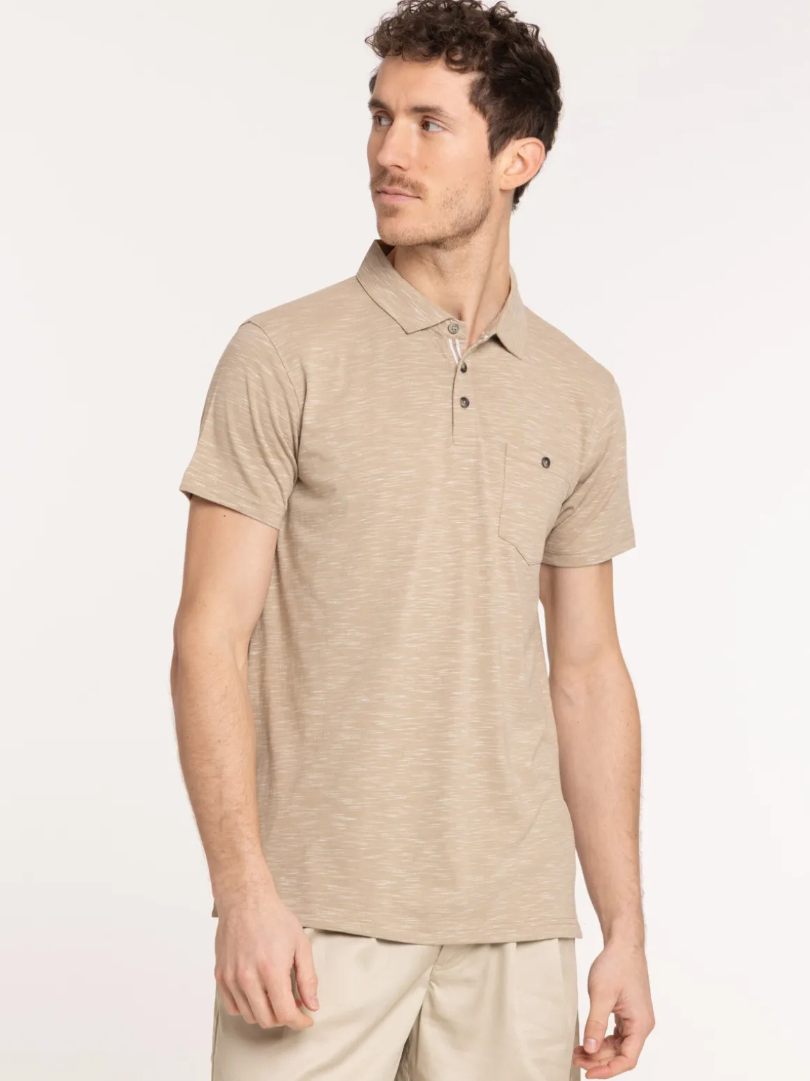 Polo taupe grisé homme
