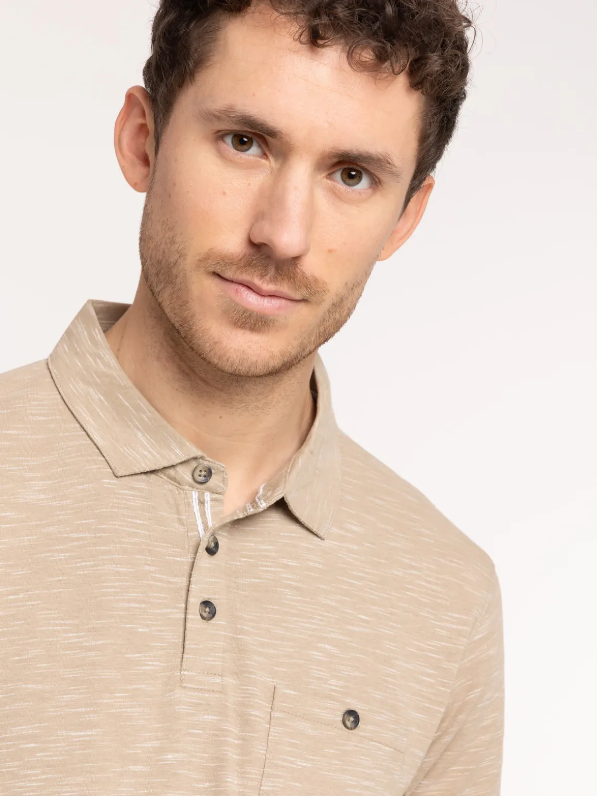 Polo taupe grisé homme