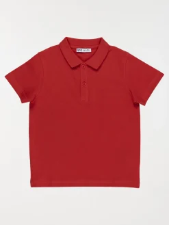 Polo uni rouge tomette garçon (3-12A)