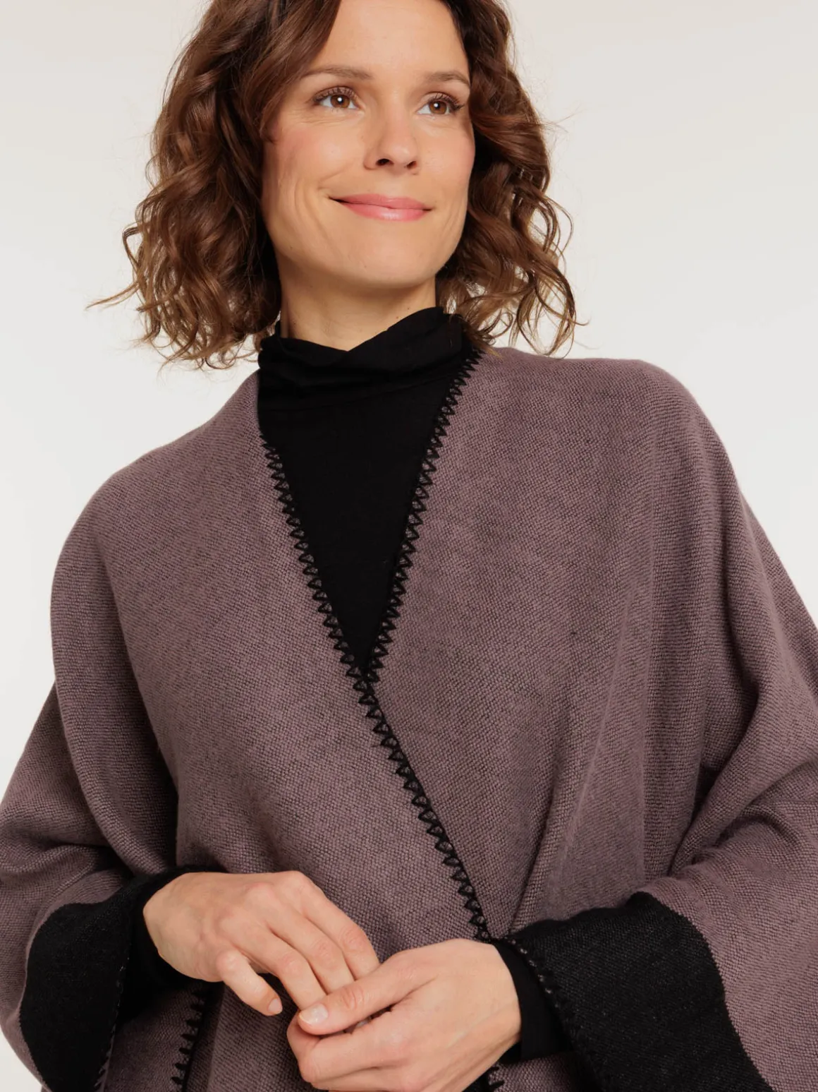 Poncho moka femme