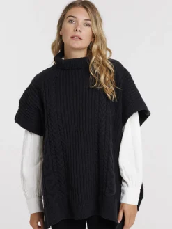 Poncho noir femme