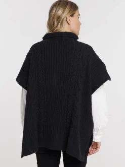 Poncho noir femme