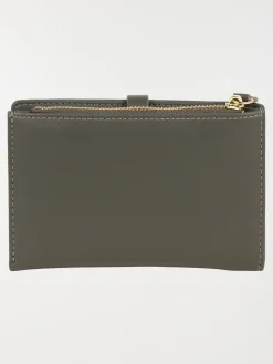 Portefeuille uni fleur dorée femme