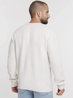 Pull beige col rond homme