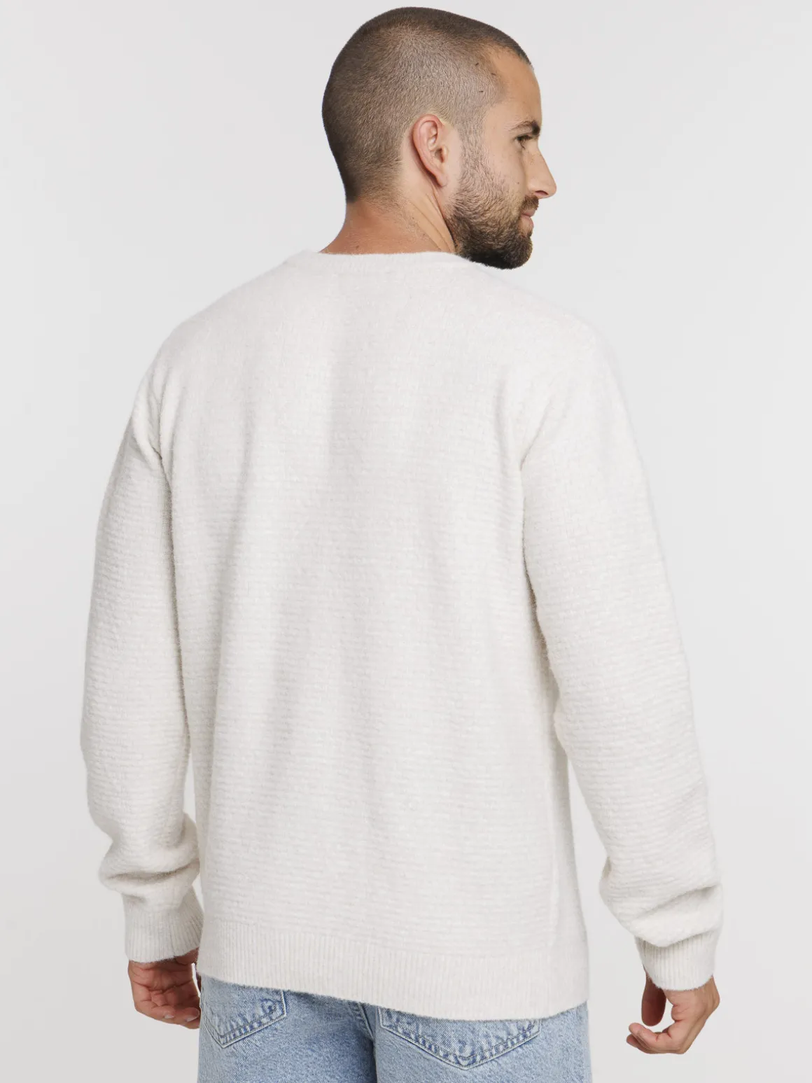 Pull beige col rond homme