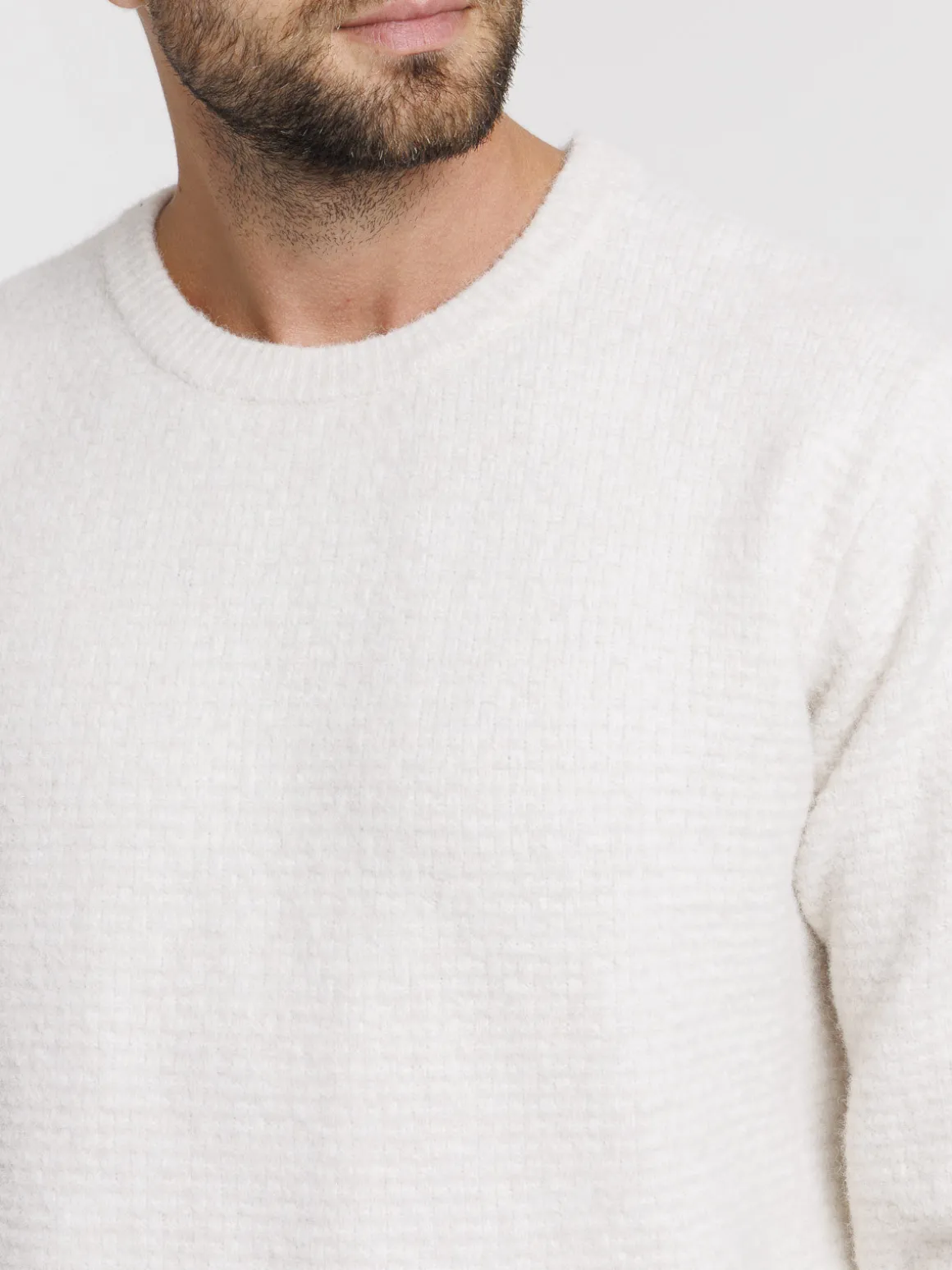 Pull beige col rond homme