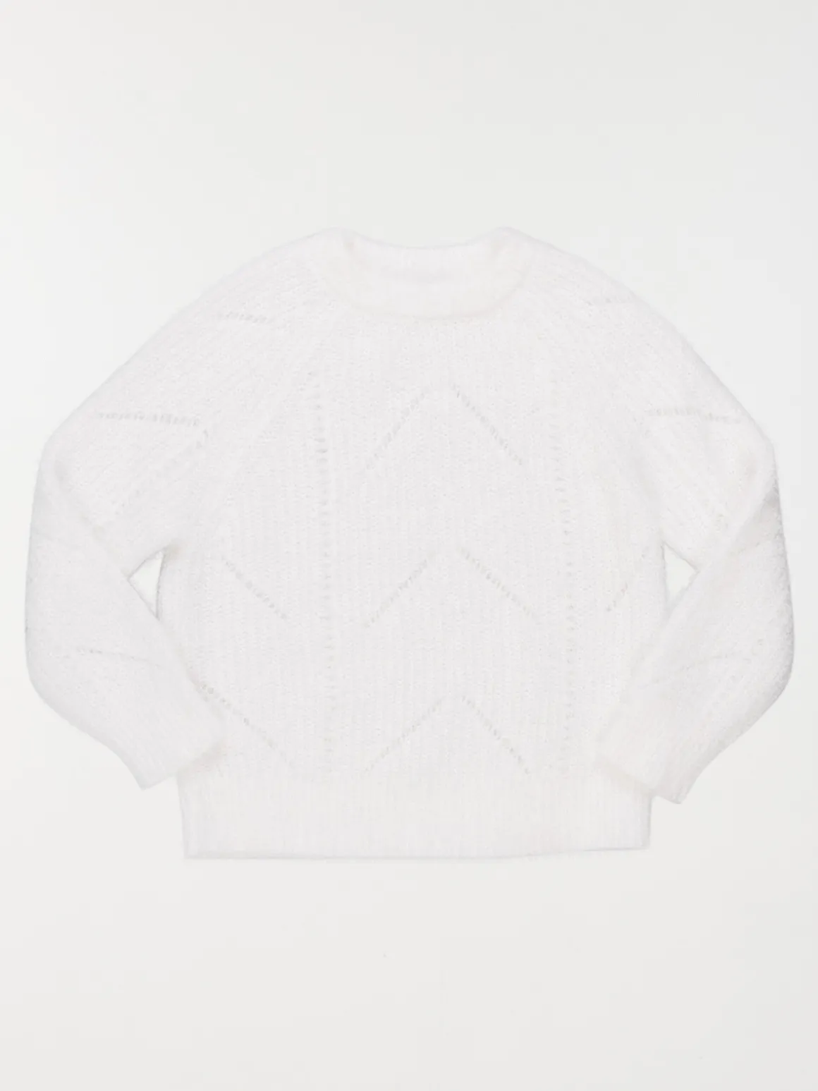 Pull blanc ajouré fille (3-12A)