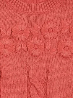 Pull broderies fleurs fille (3-12A)
