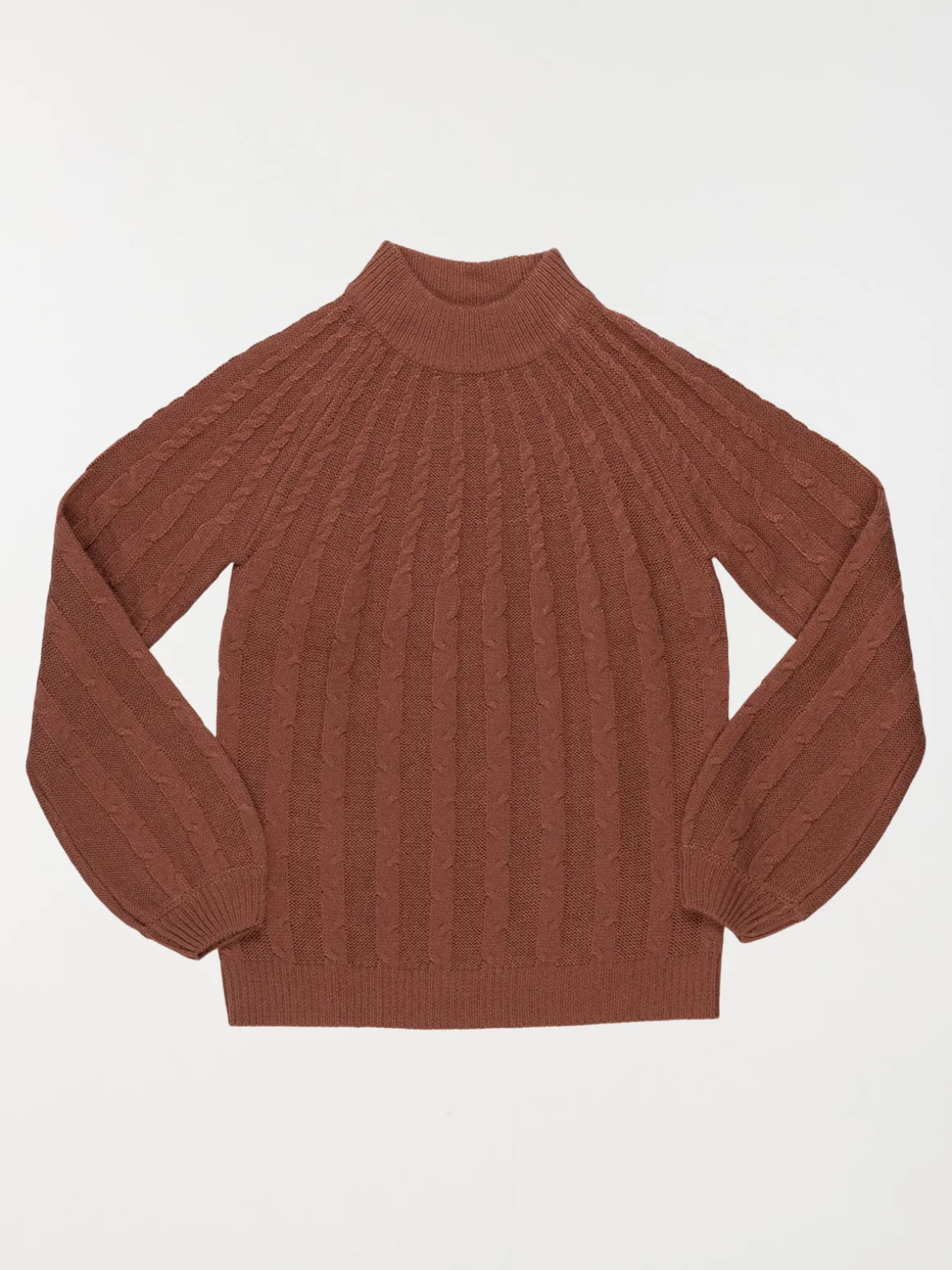 Pull café col haut fille (XXS-M)