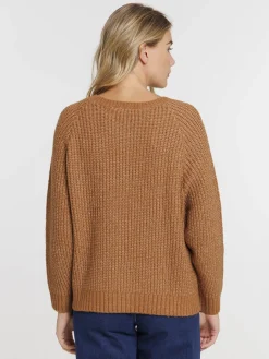 Pull camel foncé femme