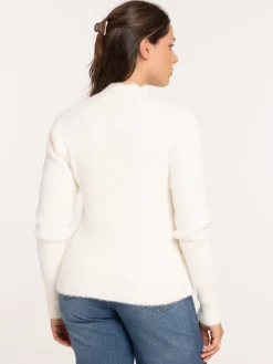 Pull col montant écru femme