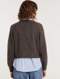Pull col rond écorce femme
