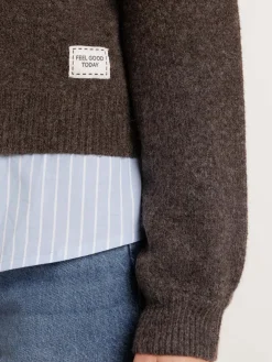 Pull col rond écorce femme