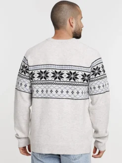 Pull col rond motif jacquard homme