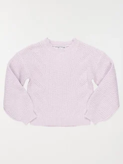 Pull col rond pastel lilas fille (3-12A)