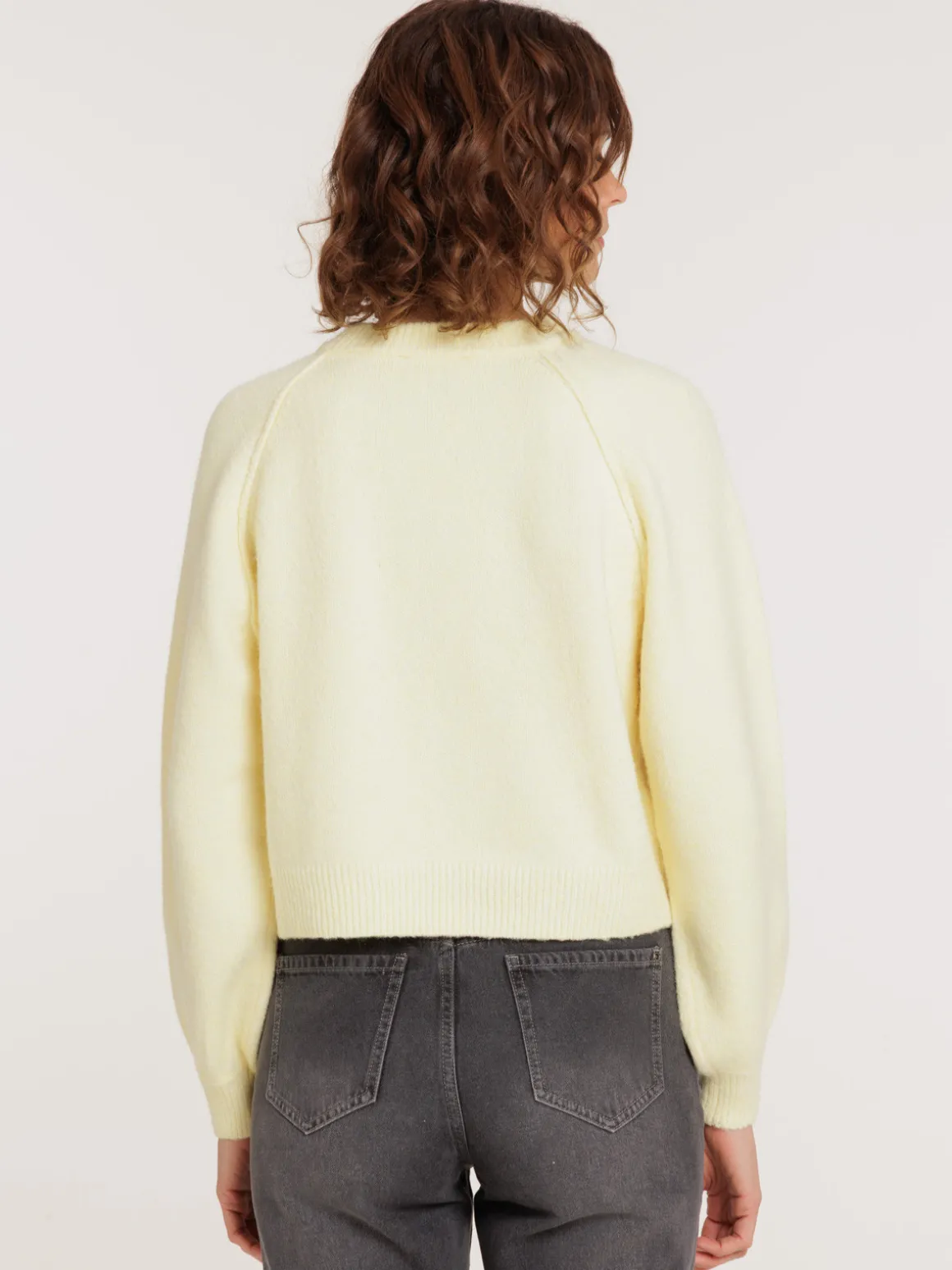 Pull col rond vanille femme