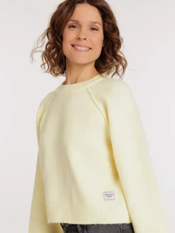 Pull col rond vanille femme