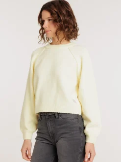 Pull col rond vanille femme