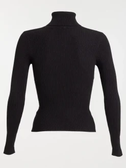 Pull col roulé noir femme