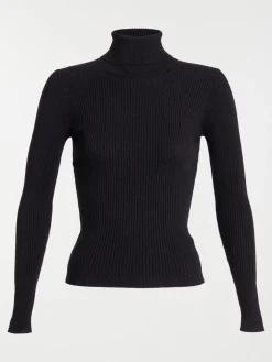 Pull col roulé noir femme