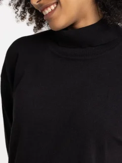 Pull col roulé noir femme