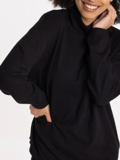 Pull col roulé noir femme
