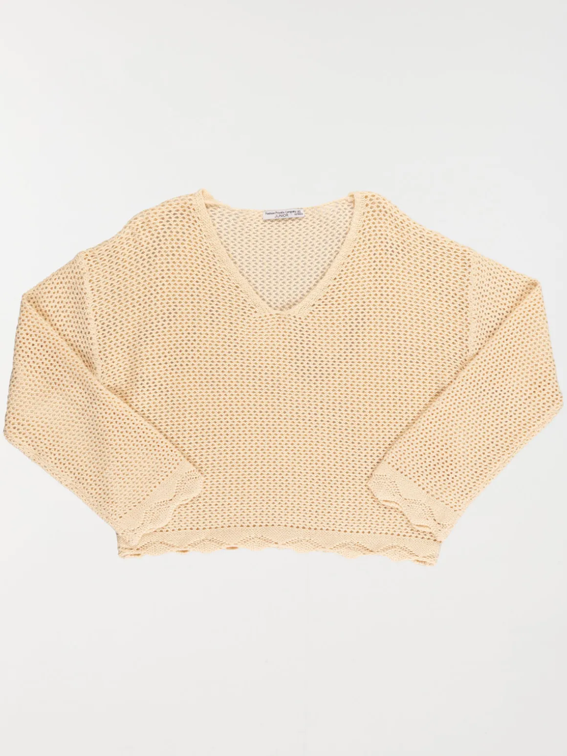 Pull col V ajouré fille (XXS-M)