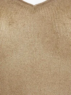 Pull col V caramel grande taille femme