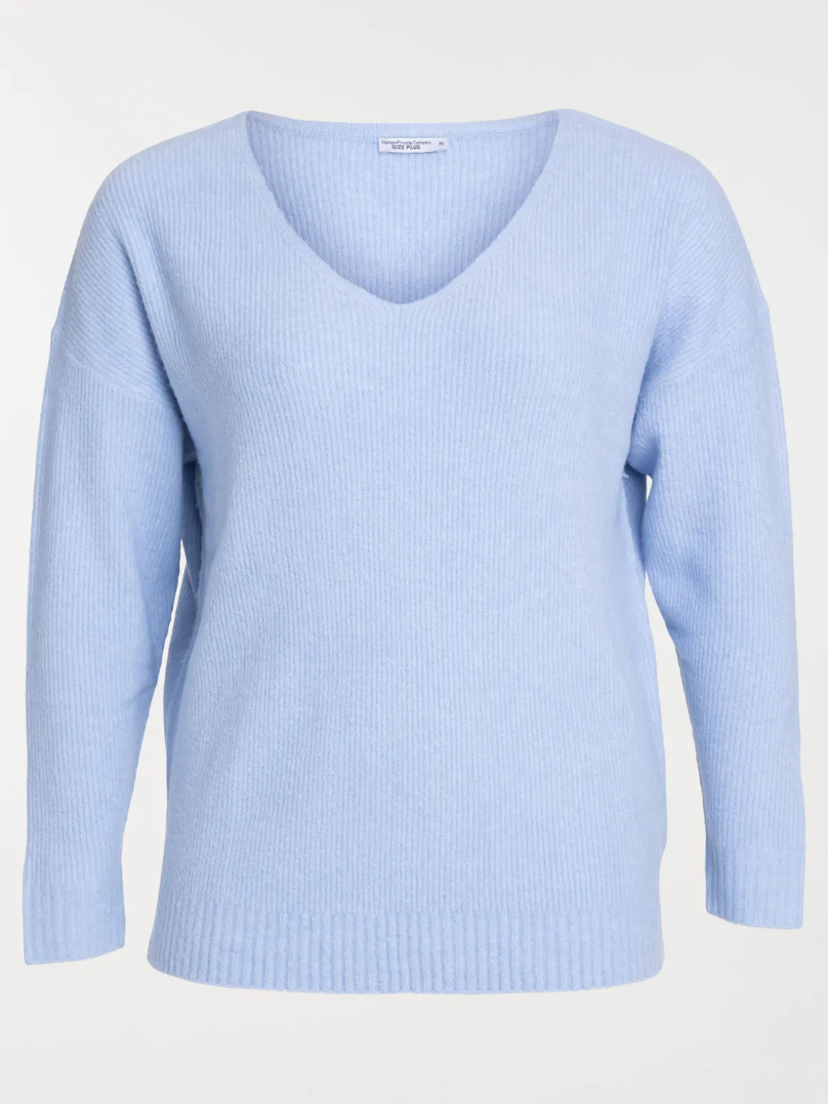 Pull col V côtelé grande taille femme