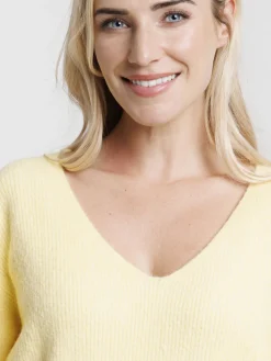 Pull col V jaune summer femme