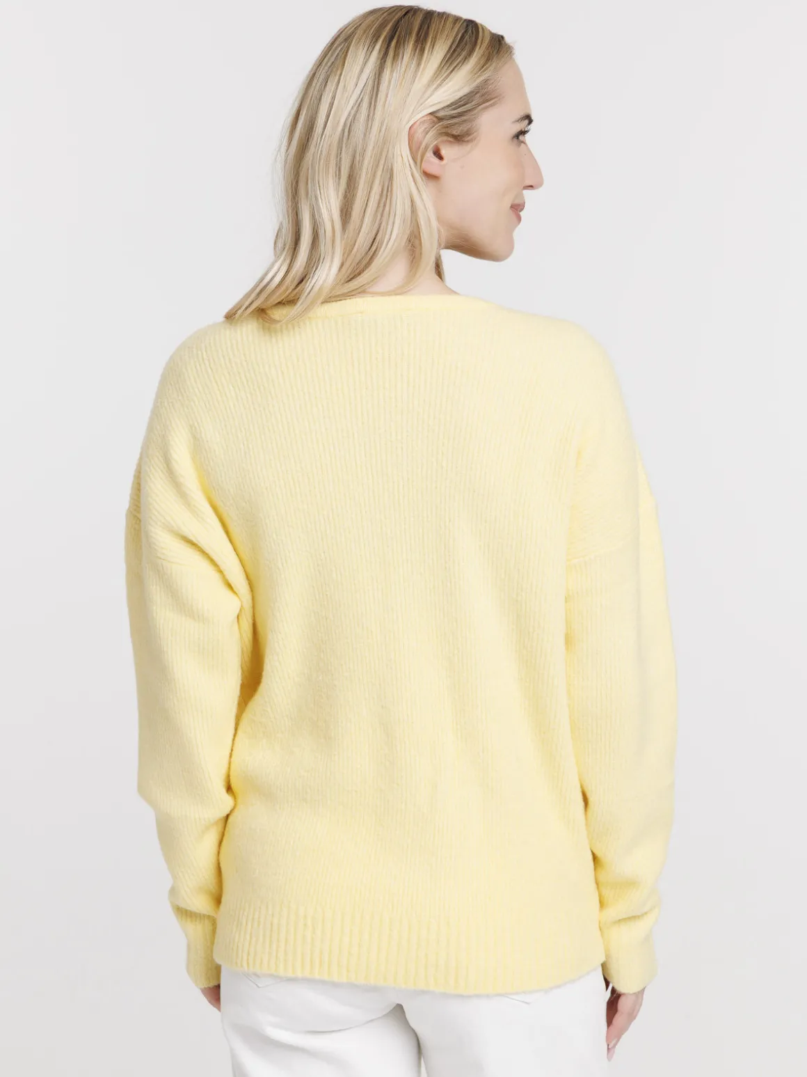 Pull col V jaune summer femme