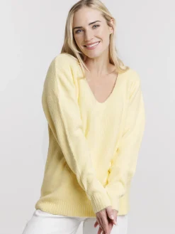 Pull col V jaune summer femme