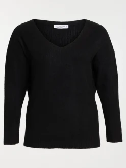 Pull col V noir femme grande taille