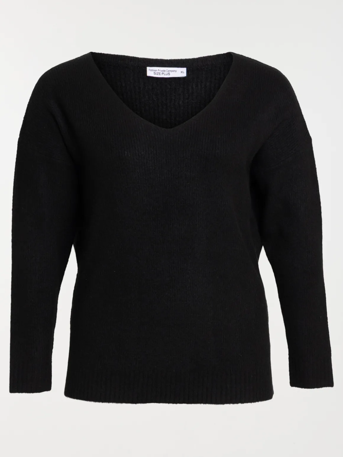 Pull col V noir femme grande taille