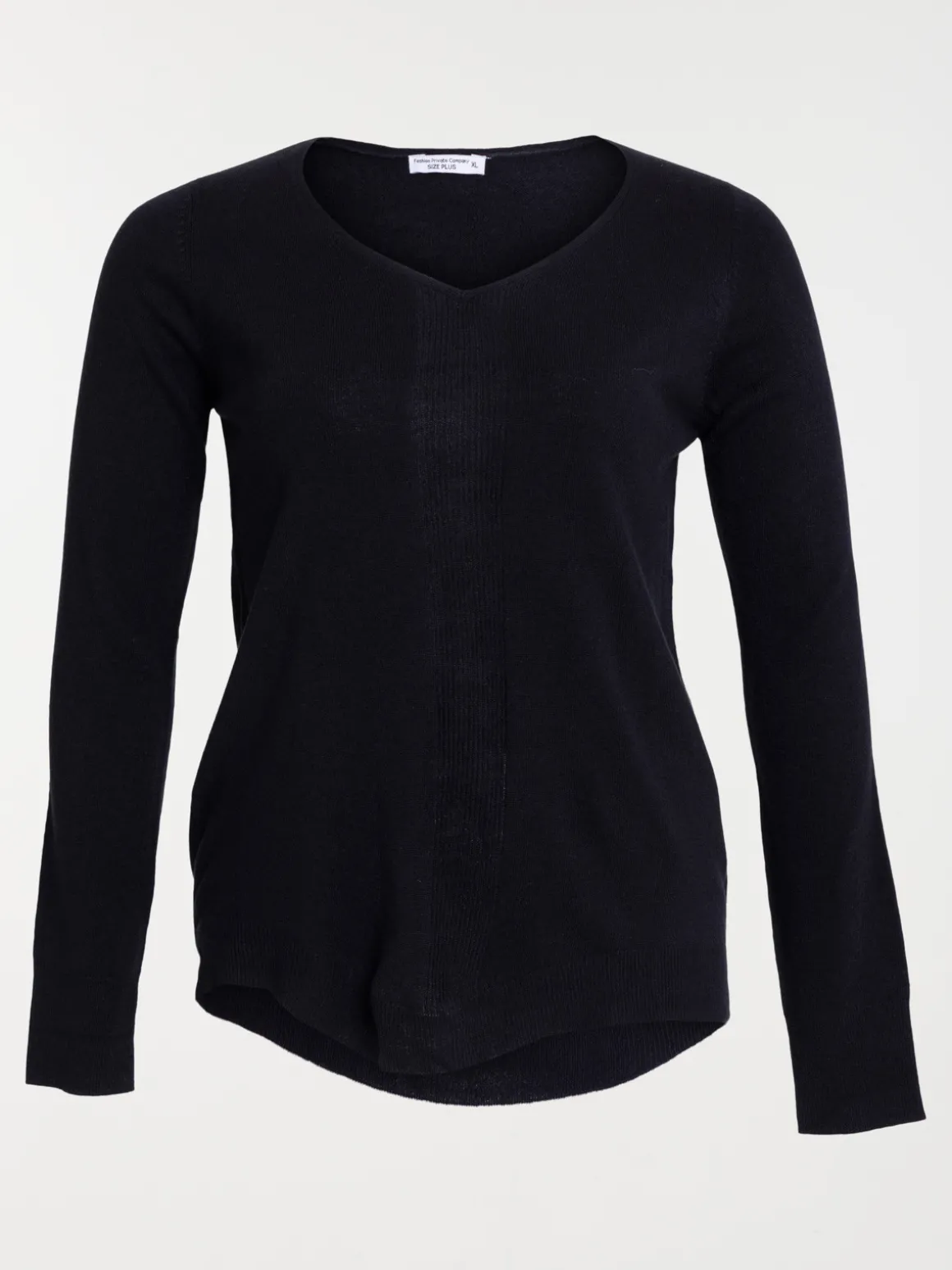 Pull col V noir grande taille femme