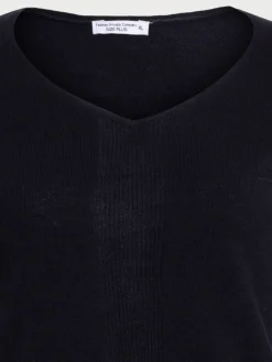 Pull col V noir grande taille femme