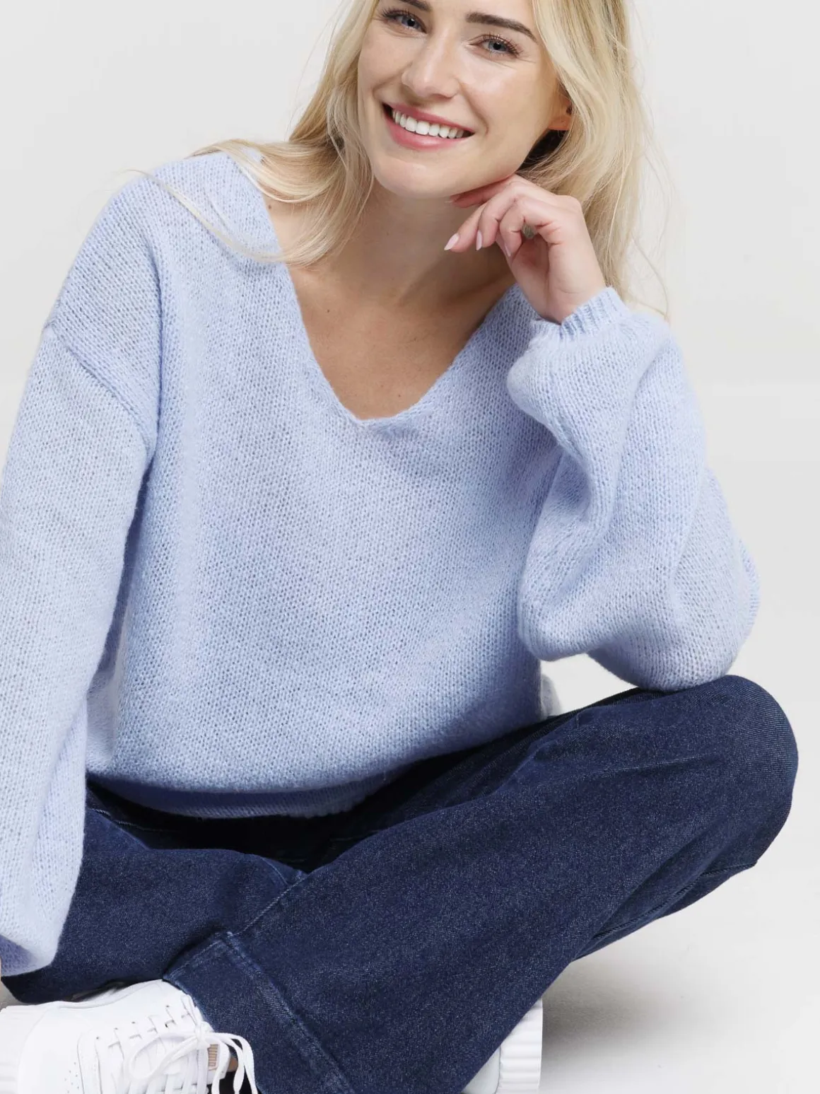 Pull col V tout doux femme
