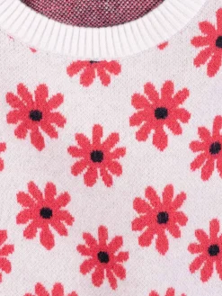 Pull court fleuri fille (3-12A)