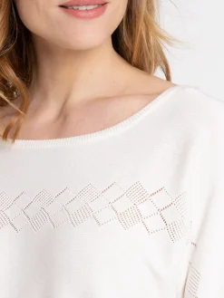 Pull écru manches longues femme