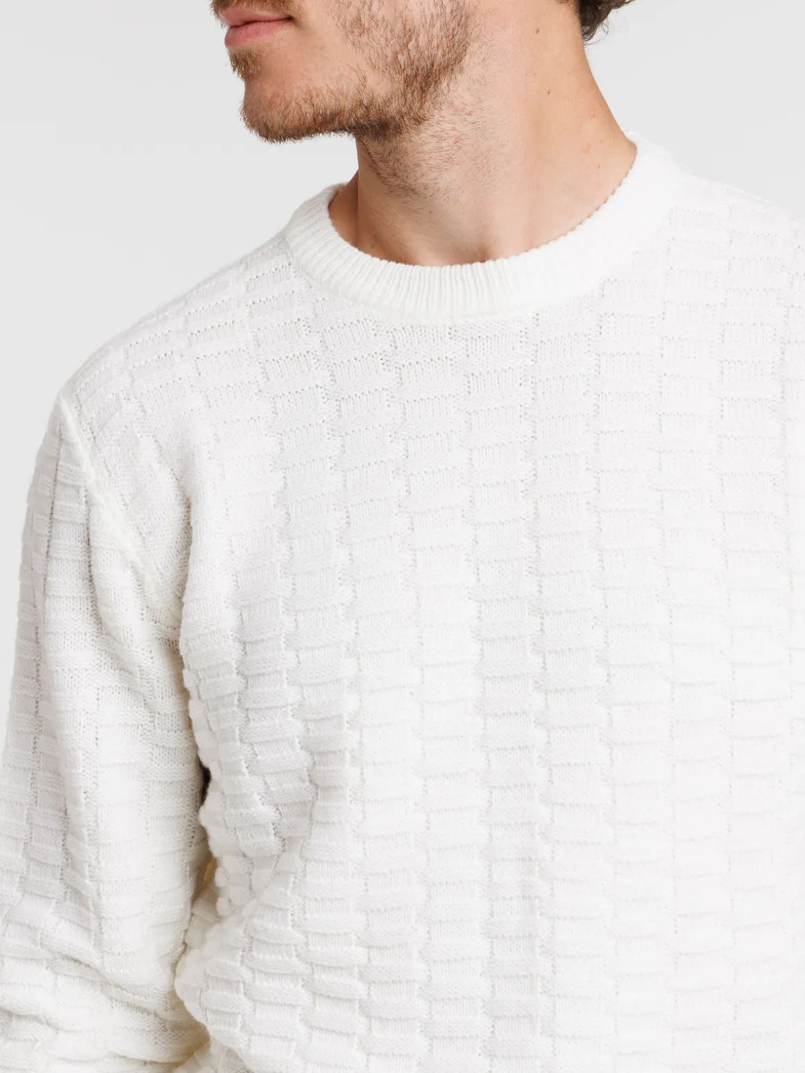 Pull écru relief homme