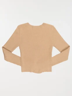 Pull côtelé camel doux fille (XXS-M)