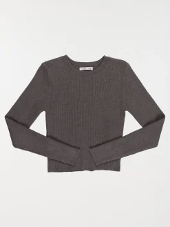 Pull côtelé uni fille (XXS-M)