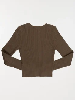 Pull côtelé vert fougère fille (XXS-M)
