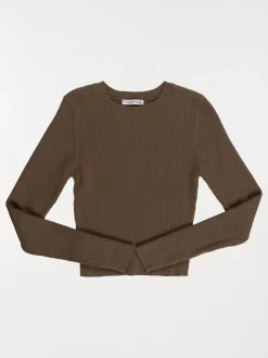 Pull côtelé vert fougère fille (XXS-M)