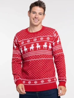 Pull de Noël rouge opéra homme