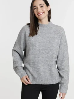 Pull femme col montant basique